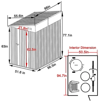 Veikous 4 ft. x 8 ft. Metal Storage Lean-to Shed